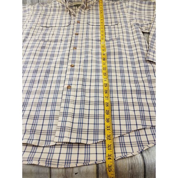 Cabelas Long Sleeve Button Down Outdoor Hiking Shirt Mens Size XL Plaid Beige - Picture 9 of 13